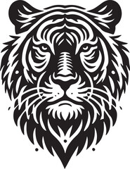 Fototapeta premium Bengal Tiger silhouette black and white vector icon