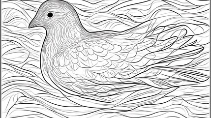 Fototapeta premium Abstract Line Art Dove Bird Design