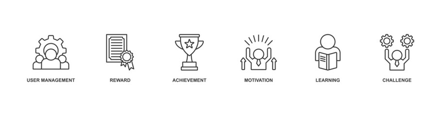 Fototapeta premium Gamification icon vector illustration concept with icon of user management, reward, achievement, motivation, learning, challenge