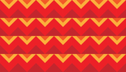 The pattern is geometric with interlocking "V" shapes, creating a dynamic and visually interesting composition. A dynamic arrangement of shapes combining red and orange
