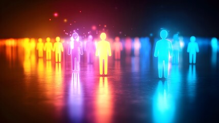 Fototapeta premium An illustration of an abstract crowd with diverse people, symbolizing the diversity and crowdedness in social media platforms. The colors should be vibrant yet harmonious, representing different 