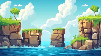 Idyllic Coastal Cliffscape With Lush Greenery And Blue Ocean