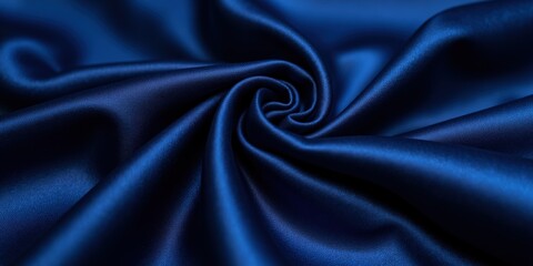 Fototapeta premium Glossy royal blue satin unfurls elegantly, its smooth surface capturing light with rich intensity. Folds add captivating depth, enhancing its luxurious allure