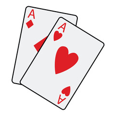 Playing cards. Ace of Hearts and Diamonds 