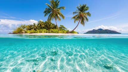 Tropical Island Paradise with Clear Blue Water
