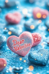 Obraz premium Valentine’s Day greeting card with text and hearts.