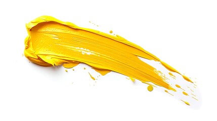 Yellow brush stroke on white background