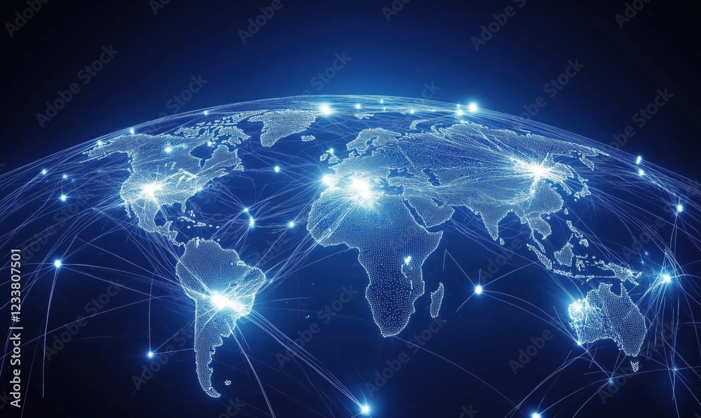 Poster global network connectivity visualization with digital earth representation and data links
