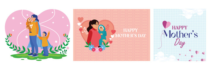 Illustration of celebrating Mother's Day with family moments and love.