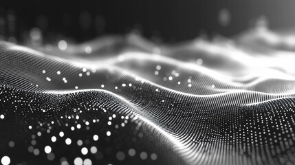 Abstract White Waves with Sparkling Texture, A digital landscape of flowing, textured waves resemble a serene abstract representation of nature,