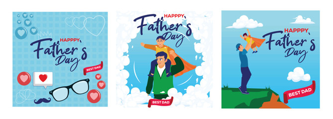 Obraz premium Happy Father's Day illustrations with celebratory design and family themes.