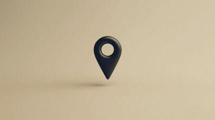 Minimal Black Location Pin on Neutral Beige Background