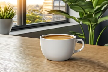 Morning coffee moment urban setting drink image pastel color style cozy background and texture