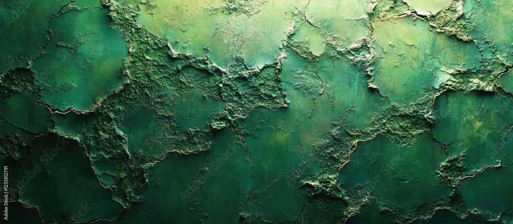 Leinwandbilder abstract textured green background with cracked surface and uneven layers suitable for use as a back