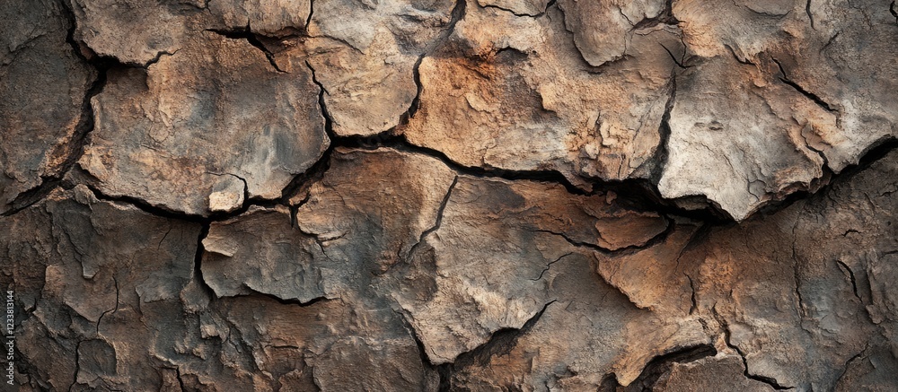 Poster abstract texture of cracked tree bark with brown and gray tones ideal for backgrounds and designs co