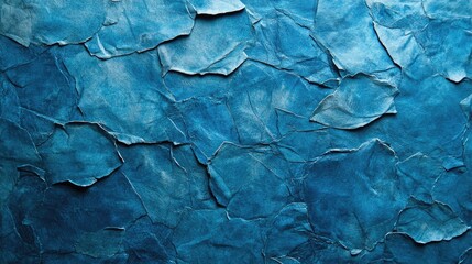 Fototapeta premium Blue textured paper background with crumpled and layered appearance, suitable for various design applications, Copy Space available.