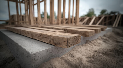 Construction materials neatly arranged in an eco-conscious setting