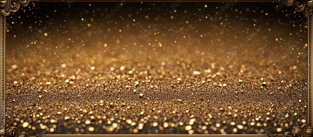 Leinwandbilder Golden glitter background with bokeh effect ideal for design projects featuring Copy Space for text insertion.