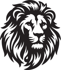 Fototapeta premium Lion silhouette black and white vector icon