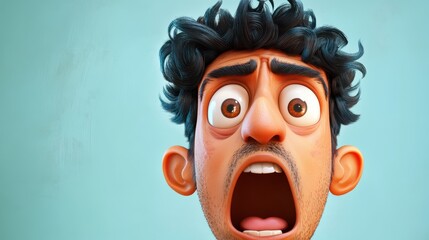 Obraz premium A surprised, shocked, and scared Indian cartoon character is depicted as a young adult woman or teenage girl in a 3D style.