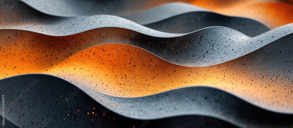 Leinwandbilder abstract wavy texture with gradients of black and orange shades featuring speckles and copy space fo