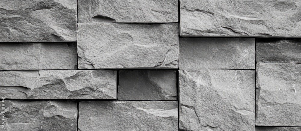 Aufkleber Gray stone wall texture with rectangular stones arranged in a staggered pattern ideal for background use Copy Space