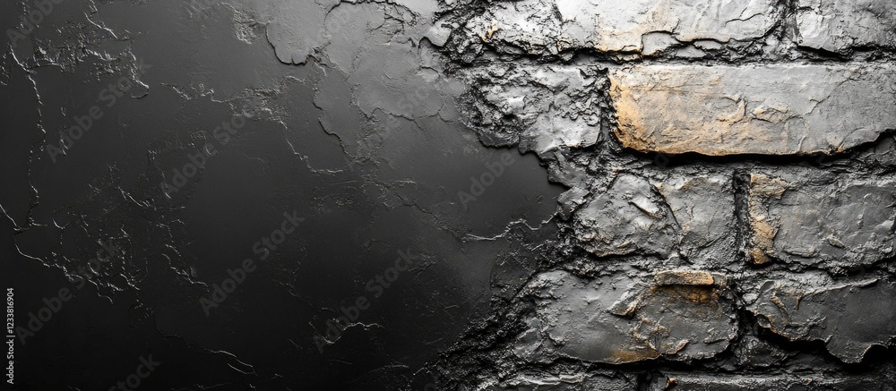 Aufkleber Textured dark stone wall with rough surface and irregular patches for design use Copy Space