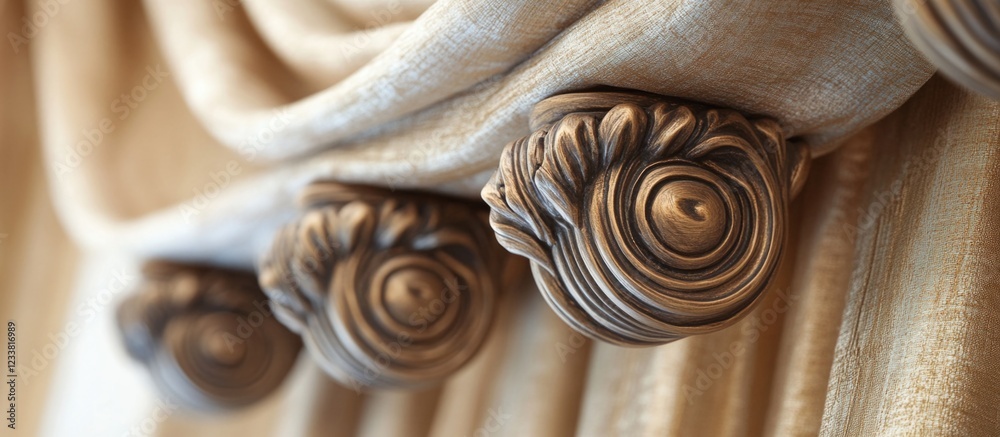 Aufkleber decorative curtain with ornate tassels showcasing intricate designs and elegant fabric texture on a 