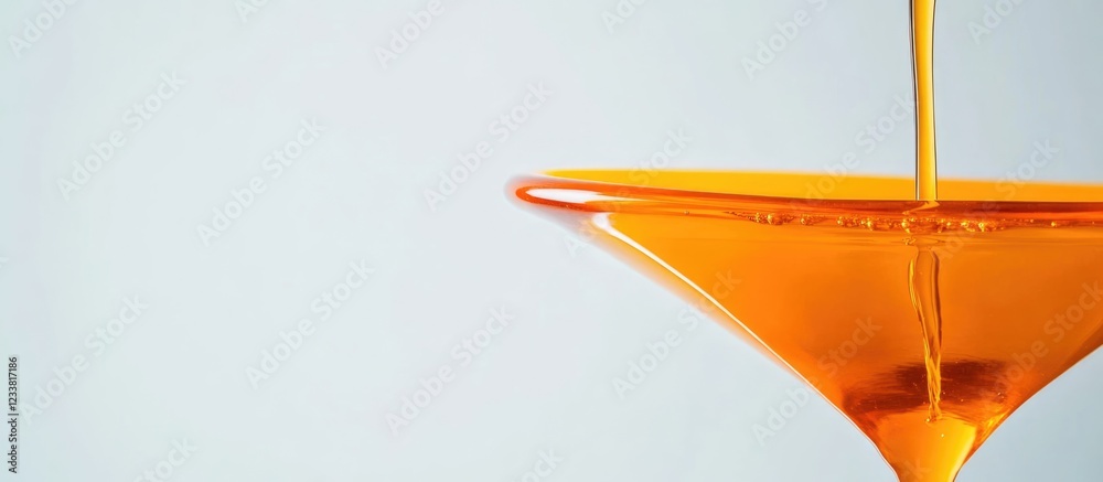 Poster Colorful liquid pouring into a glass container with ample copy space for text and design elements