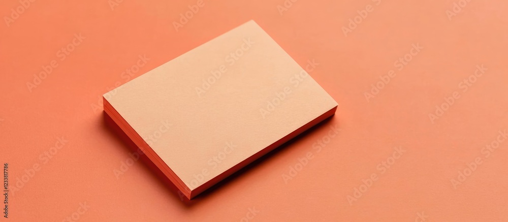 Poster Blank beige notebook on coral background with copy space for text or graphics