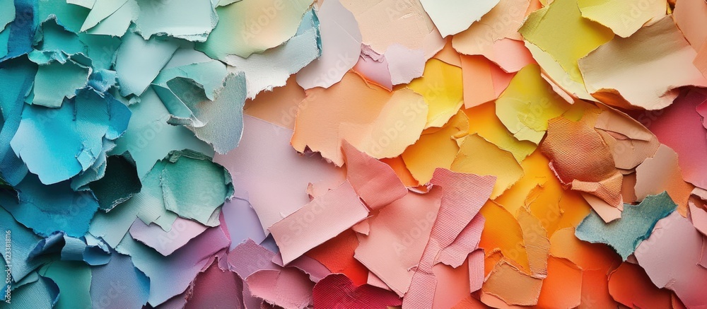 Poster colorful textured paper background with various shades and layers, ideal for artistic use and copy s