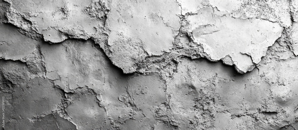 Poster cracked and peeling gray wall texture background with copy space for text