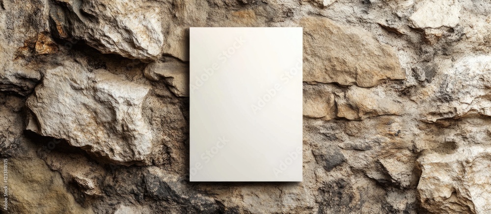 Poster Blank canvas on a rough stone wall with copy space for adding text or artwork