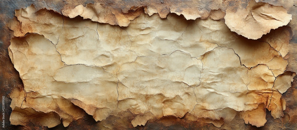 Aufkleber Vintage Crumpled Paper Texture with Rusty Edges and Copy Space for Text Placement