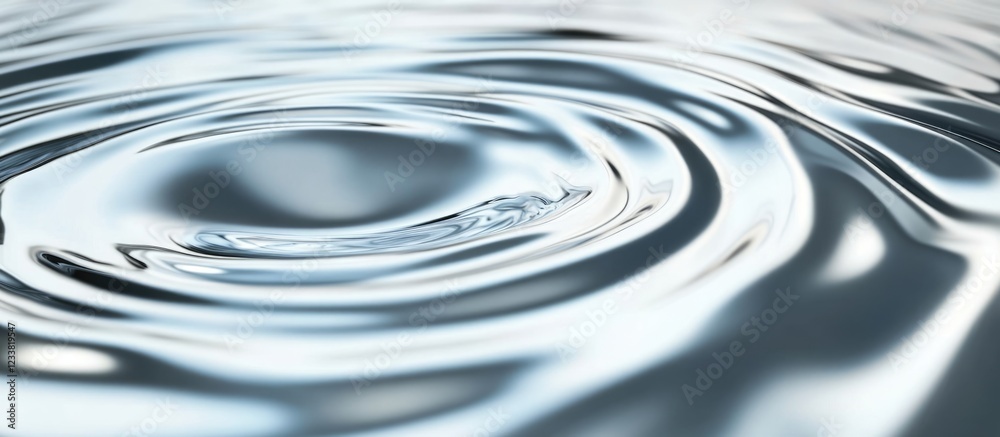 Poster rippling water surface with reflections and smooth waves in cool tones, suitable for backgrounds and