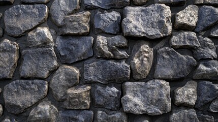 Fototapeta premium Rugged Stone Wall Texture with Varied Rock Shapes and Sizes