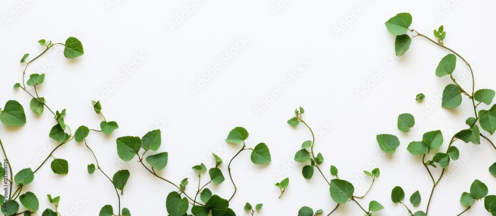 Aufkleber green heart-shaped leaves on a white background with copy space for text or design elements
