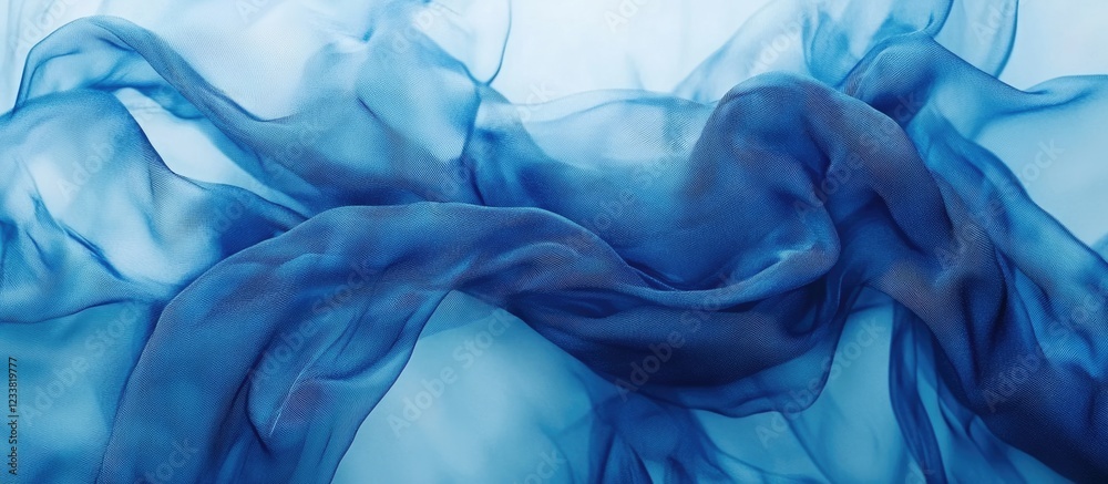 Fototapete blue abstract fabric texture with flowing silky waves and soft gradients suitable for backgrounds or
