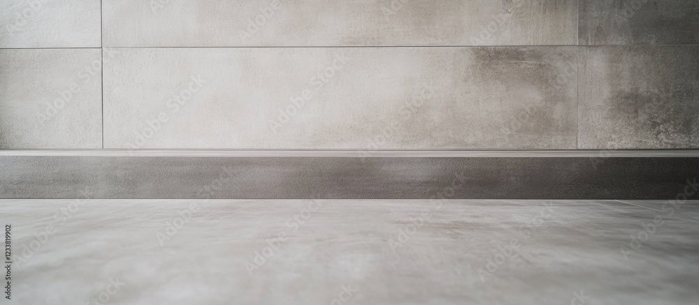 Poster gray cement floor with neutral backdrop providing ample empty space for text and design elements in 