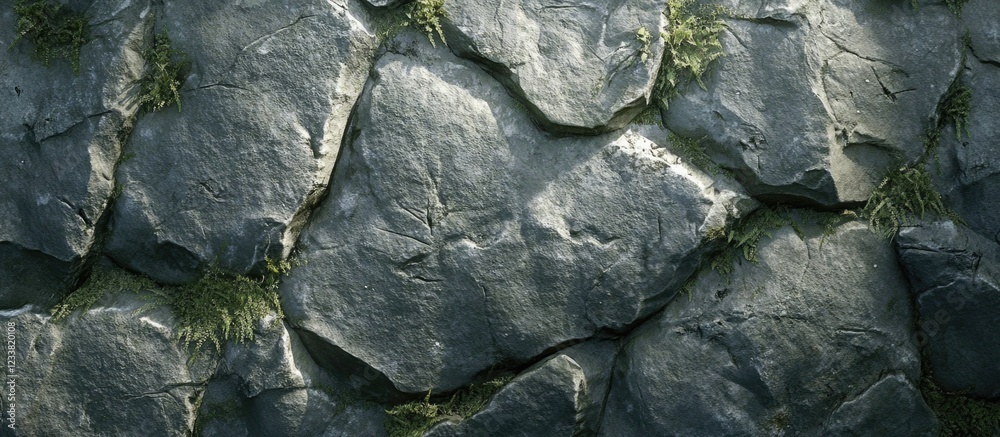 Aufkleber textured stone surface with patches of grass and natural wear, ideal for backgrounds and design elem