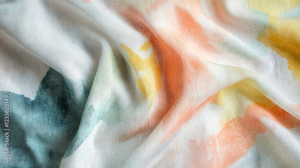 Leinwandbilder Abstract watercolor fabric design with soft colors in folds and creases with Copy Space for text placement
