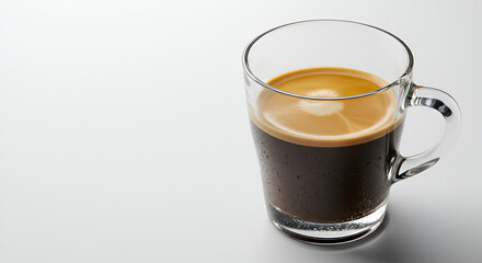 Glass cup of espresso coffee isolated on white background