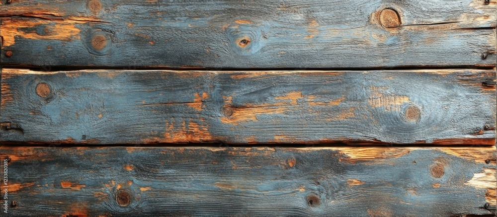 Aufkleber blue weathered wooden planks background with visible knots and textures ideal for design projects co