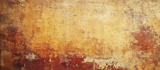 Abstract textured wall background with worn and faded layers of yellow, red, and brown colors suitable for design projects Copy Space