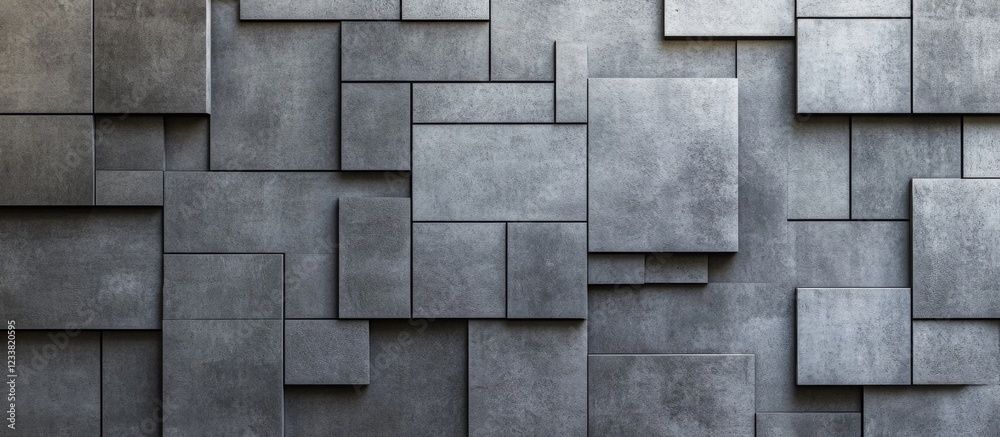 Poster textured concrete wall with geometric patterns and varying shades of gray suitable for backgrounds o