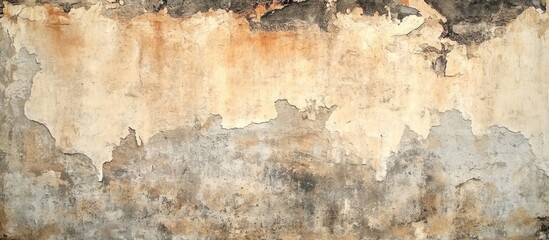 Old weathered wall texture with peeling paint and exposed surface showing brown and beige tones and Copy Space for text placement.