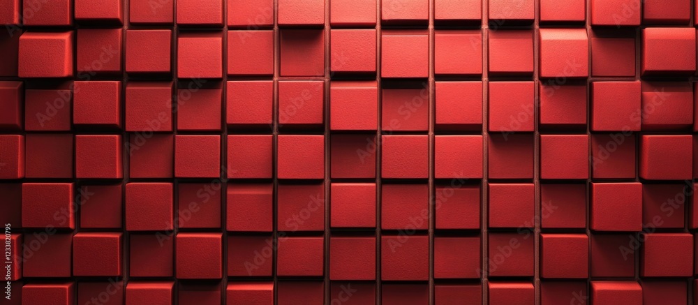 Poster red 3d cubes pattern background with subtle shadows and texture