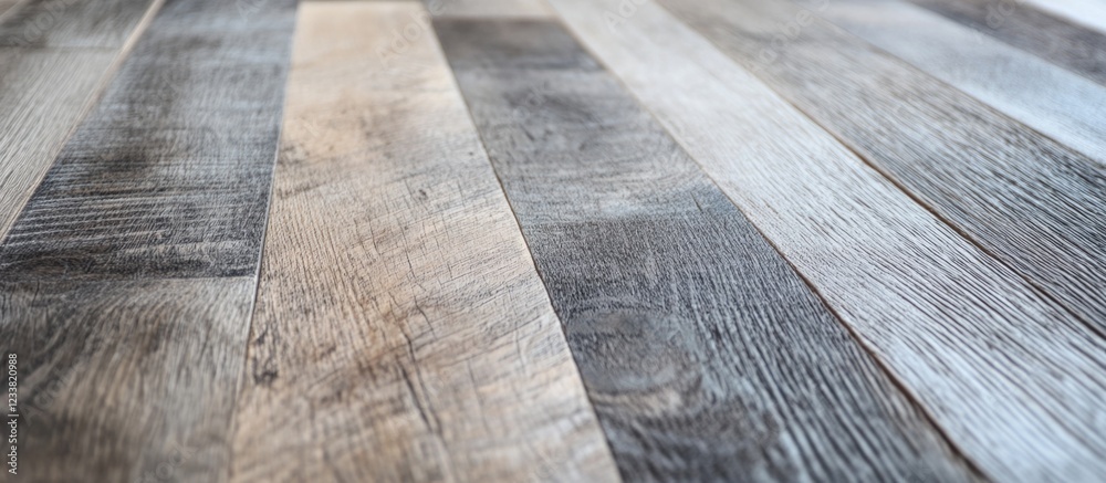 Aufkleber Wooden floor texture with varying light and dark tones featuring parallel planks and natural grain patterns Copy Space
