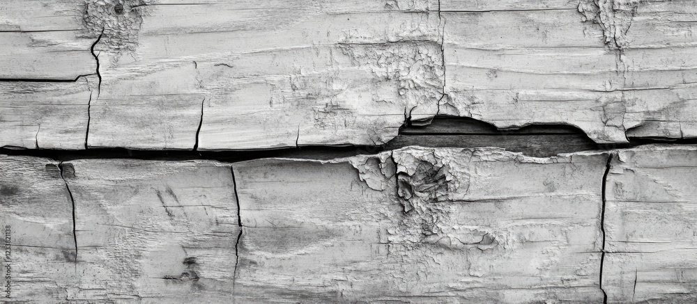 Poster weathered gray wooden texture with deep cracks and natural imperfections, suitable for background an