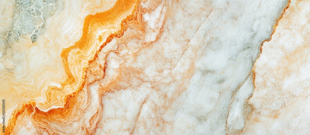Poster orange and white marble texture background with natural patterns and veins copy space
